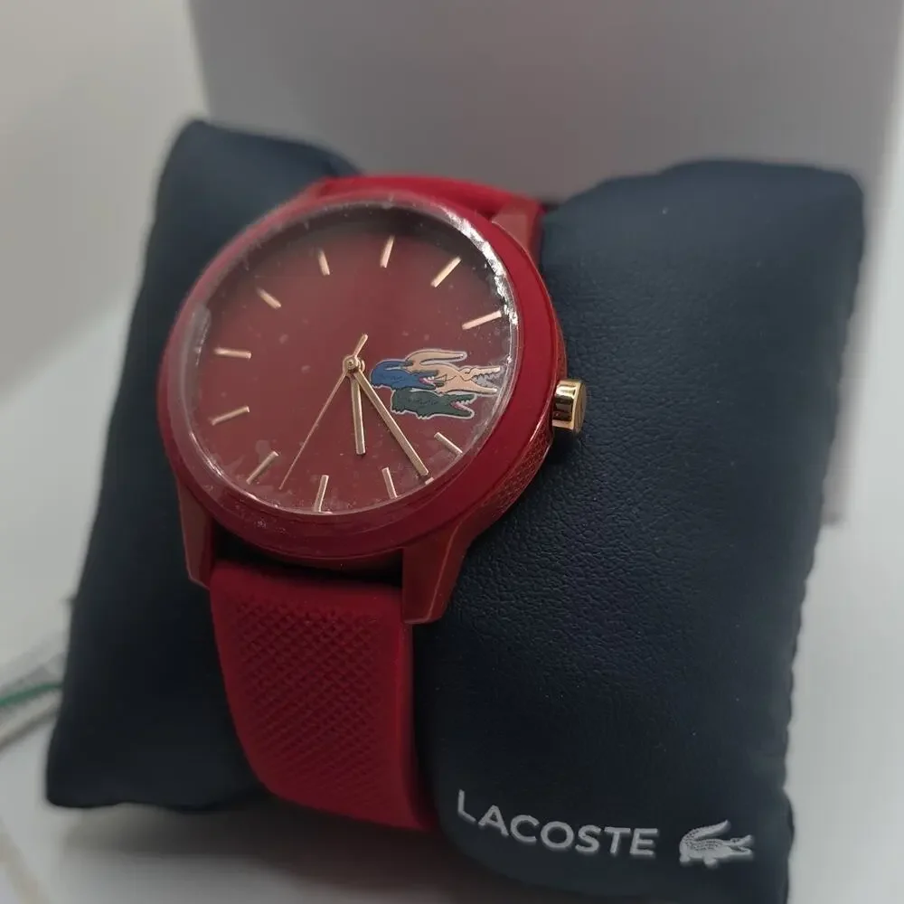 Lacoste Unisex Quartz Analog Red Dial Plastic Case Red Silicone Strap w/ Box